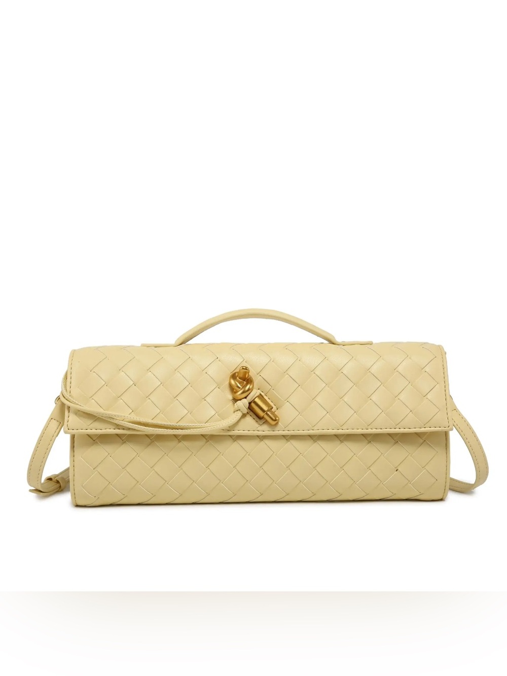 Yellow Intrecciato East West Clutch Bag